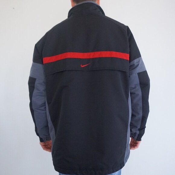 VTG Y2K Gray Tag Nike Black Red Fleece Lined Red Check Zip Up Nylon Ski Jacket L - Picture 3 of 11